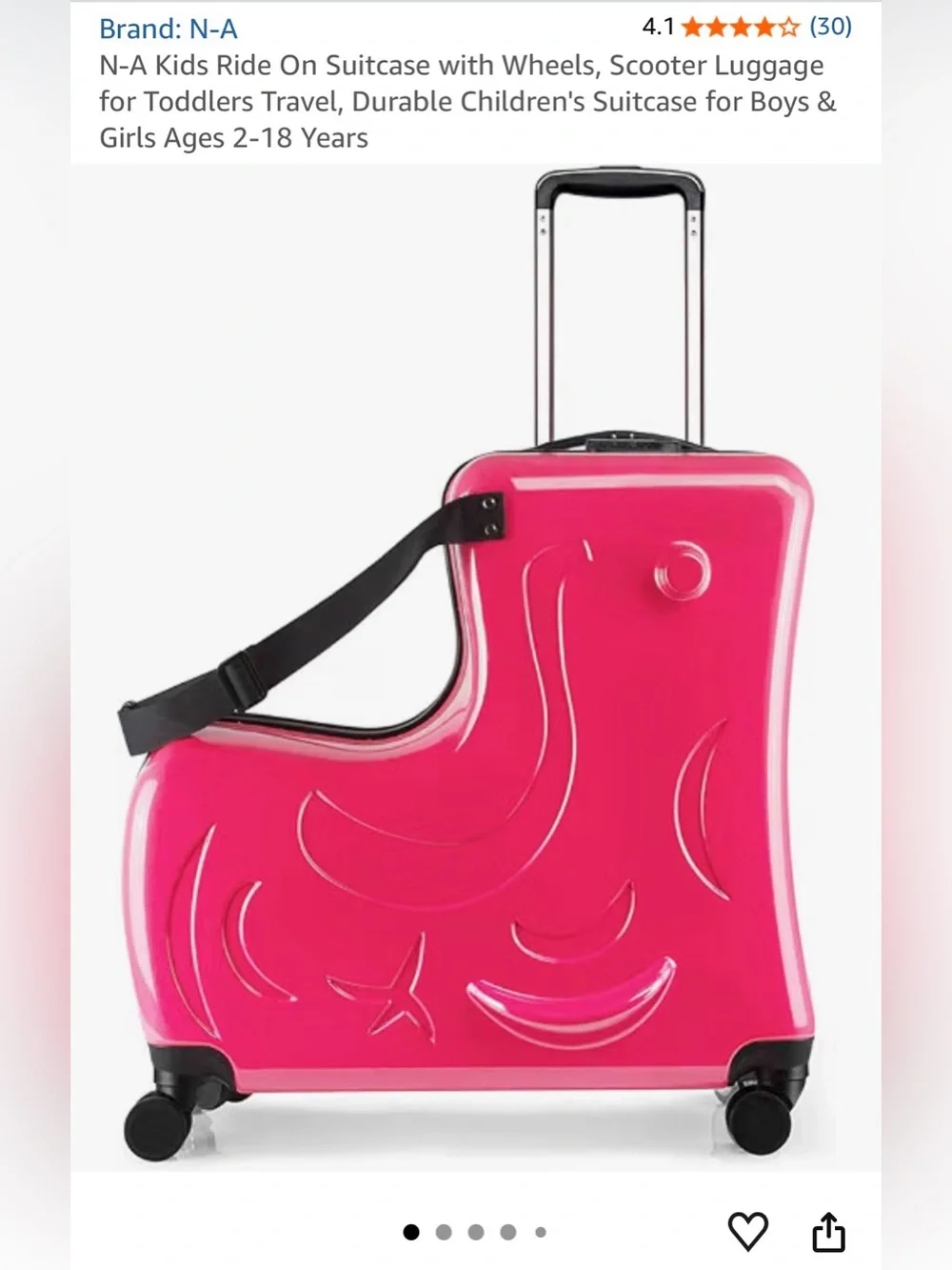 Kids Pink Rolling Scooter-Style Luggage